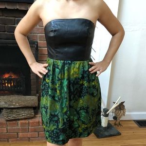 Pleather and Chiffon strapless dress